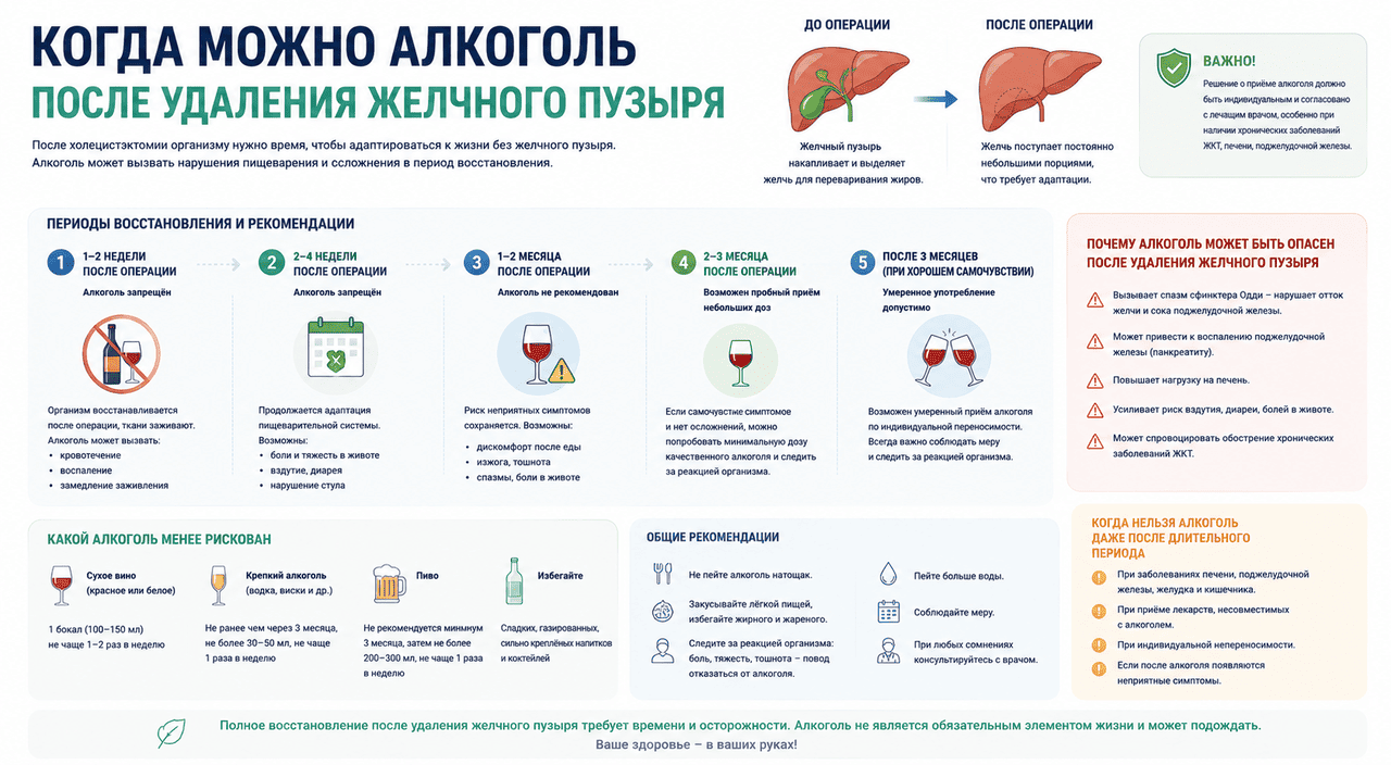алкоголь после удаления желчного пузыря