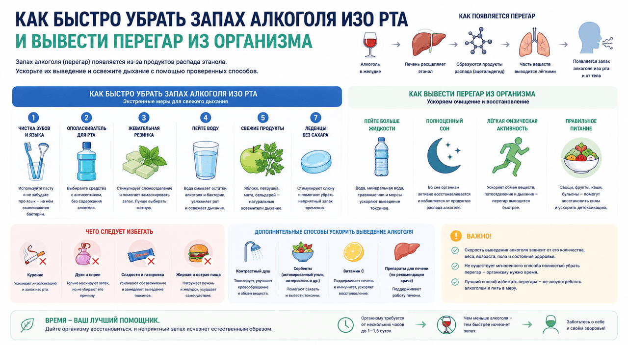 Как быстро убрать запах алкоголя изо рта